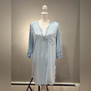 CLEARANCE! Blue Chambray Glam Long Tunic Top Size M EUC